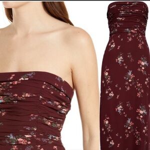 Reformation Lore floral strapless dress